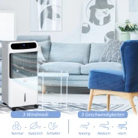HOMCOM Luftkühler mit Wasserkühlung Fernbedienung 3 Modi, 3 Geschwindigkeiten, 12 Std-Timer, LED-Anzeige, 38x35x81 cm Weiß(m-5)