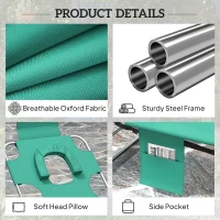 Outsunny 5-Position Adjustable Sun Loungers Set of 2 with Reading Hole and Side Pocket, Green(m-6)