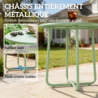 Outsunny Table Basse Extérieure avec Bord Enroulé, Base en X avec Pieds Réglables en Hauteur, pour Salon Terrasse, Ø48x51cm, Vert(m-5)