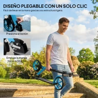 HOMCOM Patinete Plegable para Adultos y Niños de +14 Años Scooter con Manillar Ajustable 91,5x36,5x91-104 cm Azul(m-5)