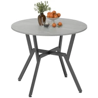 HOMCOM Dining Table, Round Kitchen Table with Black Legs, Anti-slip Foot Pads for Living Room, Dining Room 90 x 76 cm, Grey(m-10)