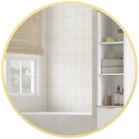 HOMCOM 61cm Decorative Wall Mirror for Bedroom Living Room, Modern Round Bathroom Mirror for Home Decor, Gold Tone(m-10)