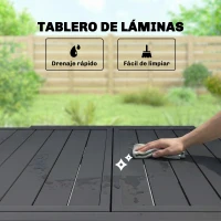 Outsunny Mesa de Comedor Exterior Extensible 80/160 cm para 4-6 Personas Mesa de Jardín Rectangular para Terraza Negro(m-5)