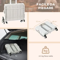 HOMCOM Carrello Spesa Pieghevole, Carrello in Alluminio, Ruote per Scale, Bianco(m-4)