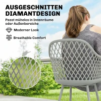 Outsunny Gartenstuhl 4er Set UV-beständige Gartenstühle aus Kunststoff mit Armlehne Rückenlehne 56 x 51 x 84 cm Grau(m-5)