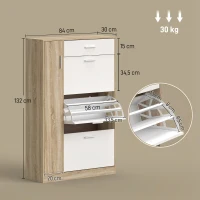 HOMCOM Mueble Zapatero de 3 Puertas para 18-27 Pares de Zapatos Zapatero Moderno con Cajón y Puerta 84x30x132 cm Natural(m-3)