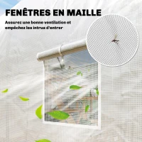 Outsunny Serre tunnel de jardin 7m², serre de jardin tunnel avec porte et 6 fenêtres, bâche PE 140 g/m² 350 x 200 x 200 cm blanc(m-5)