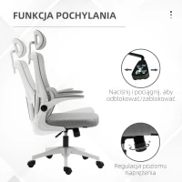 Vinsetto Fotel biurowy, regulowana wysokość, odchylane oparcie, regulowane zagłówki, do 120 kg, 60x59x114-122 cm, szary(m-5)