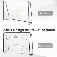 Homcom Poarta Fotbal Metalica – Alb/Negru cu Plasa Oxford(m-5)