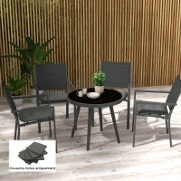 Outsunny Lot de 4 Coussins de chaise de jardin capitonné Rembourrage 4 cm Tissu Polyester dim. 43L x 41l cm Gris foncé(m-10)