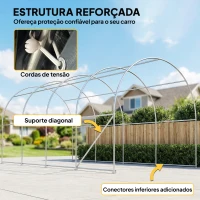 Outsunny Garagem Exterior para Automóvel 3x6 m Impermeável com Tecido PE Resistente Estrutura de Metal Galvanizado UPF 30+ Cinzento Escuro(m-7)