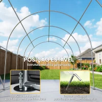 Outsunny Garagem Exterior para Automóvel 3x6 m Impermeável com Tecido PE Resistente Estrutura de Metal Galvanizado UPF 30+ Cinzento Escuro(m-8)