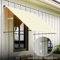 Outsunny Store banne manuel auvent rétractable Inclinaison réglable 150 x 116 cm protection UV aluminium polyester crème(m-5)