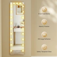 HOMCOM Lustro do całej sylwetki 150x40 cm RGB-LED stojące z 21 żarówkami, 7 kolorów światła, panel dotykowy, pamięć ustawień(m-6)