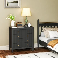 HOMCOM Elegant Chest of Five Drawers - Black(m-2)
