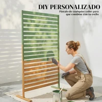 Outsunny Biombo de Madera 170x80 cm Biombo Separador de Ambientes Enrejado para Exterior Jardín Patio Terraza Marrón(m-8)