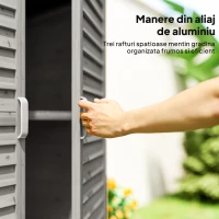 Outsunny Dulap de Grădină din Lemn de Brad cu Uși cu Obloane și 2 Polițe, 87x46,5x96,5cm, Gri(m-7)