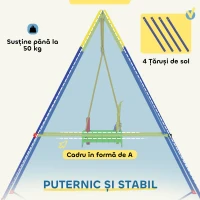 AIYAPLAY Leagăn 3-în-1 pentru Grădină, Leagăn pentru Bebeluși de Interior și Exterior, Înălțime Reglabilă, Cadru Pliabil din Oțel, Centură de Siguranță, Ușor de Montat, 9 Luni-8 Ani, Verde(m-6)