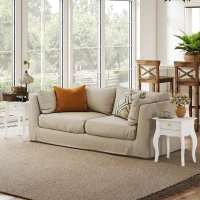 HOMCOM 2er-Set Beistelltische, Sofatisch mit geschwungenen Beinen, Beistelltisch für Wohn- und Schlafzimmer, 45 x 35 x 55 cm, weiß(m-6)