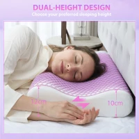 HOMCOM TPE Memory Foam Pillow for Pain Relief, Neck Pillow, 2S Slow-Rebound, 2 Height Design for Side Back Stomach Sleeper, Fits Standard King Queen Beds, Purple(m-6)