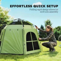 Outsunny Pop Up Tent 3000mm Waterproof Instant Camping Tent 3-4 Person with 2 Doors 4 Windows Green(m-5)