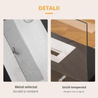 HOMCOM Semineu cu bioetanol din metal si sticla securizata cu ardere de 3 ore cu rezervor de 1,5 l si capac de 25 m², 60x26x50cm, negru(m-4)