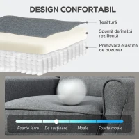 HOMCOM Fotoliu Reclinabil 132° max din Material Tip In cu Suport pentru Picioare, 74x84x102 cm, Gri(m-5)