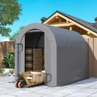 Outsunny Tenda de Jardim para Bicicletas com Estrutura em Aço, Porta com Fecho, Impermeável 2,4x1,6x1,9 m Cinzento Claro(m-9)