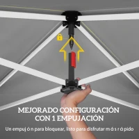 Outsunny Carpa Plegable Pop-up 3x3 m con Pared Lateral UPF50+ Altura Ajustable Empuje Central Bolsa de Transporte Blanco(m-4)
