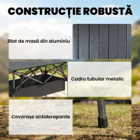 Masă de Picnic Pliabilă și Portabilă Outsunny cu Plasă de Depozitare și Geantă de Transport, pentru Camping și Exterior, Neagră(m-6)