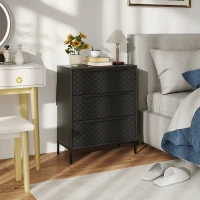 HOMCOM Chest of Drawers, Dresser with 3 Fabric Drawers and Aluminium Handles - Black(m-9)