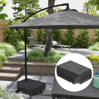 Outsunny Pied de parasol déporté à remplir 90L en plastique avec pied en croix, 2 roulettes et poignée, dim. 80L x 60l x 20H cm(m-10)