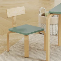 AIYAPLAY Kindertisch mit Stühlen, Set Tisch und 2 Kinderstühle aus Holz zum Zeichnen, Spielen, Lernen, 78x53x53cm, grün(m-4)