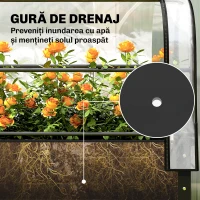Outsunny Jardinieră Ridicată cu Mini Sera și Orificiu de Drenare, 100x49x136 cm, Negru(m-8)