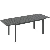 Outsunny Mesa de Jardín Extensible 150/225x85x75 cm Mesa de Comedor de Aluminio con Tablero de Listones para 6-8 Personas Gris(m-5)