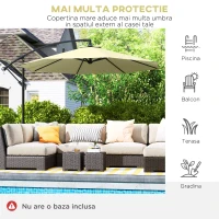 Outsunny Umbrela pentru Gradina Brat Deluxe Inclinabila cu Manivela, Φ3m(m-7)