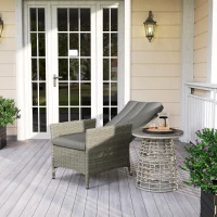 Outsunny 105°-150° Reclining Rattan Chair - Grey(m-9)