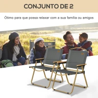Outsunny Conjunto de 2 Cadeiras Dobráveis de Campismo Cadeiras Portáteis com Apoios de Braços e Estrutura em Aço Cadeiras para Pesca 54x59x78 cm Cinzento Escuro(m-4)
