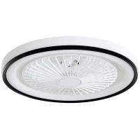 HOMCOM Ventilator de Tavan cu Iluminare RGB 6 Viteze Motor Reversibil și Telecomandă Putere 48,5W Ø48x13 cm Alb(m-7)
