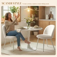 HOMCOM Krzesła do jadalni, krzesła kuchenne, miękkie tapicerowane chenille, 50,5 x 57,5 x 78,5 cm, kremowobiały(m-5)