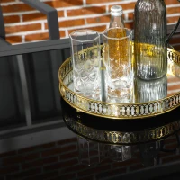 Outsunny Extending Garden Table, Outdoor Dining Table with Aluminium Frame and Tempered Glass Tabletop, 80/160 x 80 x 75 cm, Black(m-9)