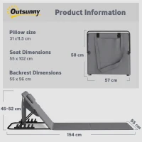 Outsunny Set de 2 șezlonguri de plajă cu spătar reglabil, pliabile și ușoare, cu pernă și buzunar de depozitare(m-3)