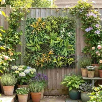 Outsunny Seto Artificial Ocultación Jardín en Rollo 1x1 m Valla de Privacidad de Hiedra Artificial para Balcón Exterior(m-8)