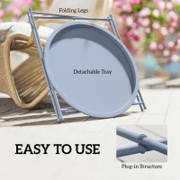 Outsunny Steel Removable Tray Top Garden Table - Blue Grey(m-4)
