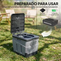 Outsunny Inodoro Portátil WC Portátil de PP con 12 Paquetes de Agente Solidificante y 12 Bolsas Carga 100kg Exterior Gris Oscuro(m-7)