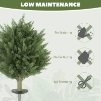 HOMCOM 60 cm Artificial Cypress Tree with Ground Stake, Set of 2 Artificial Plants for Indoor & Outdoor, UV Resistant, Green(m-5)