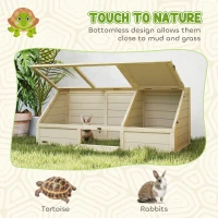 PawHut Skrzynka dla żółwi, wybieg zewnętrzny, design bez dna, łatwo otwieralny, domek dla żółwi, naturalny(m-5)