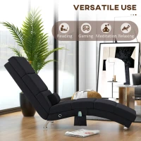 HOMCOM Fotel relaksacyjny elektryczny z funkcją masażu, ogrzewaniem, wibracjami, regulacją pozycji, poduszką lędźwiową, boczną kieszenią i pilotem. Idealny do salonu, czarny, w stylu lnianym(m-6)