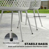 Outsunny Gartenstuhl 4er Set UV-beständige Gartenstühle aus Kunststoff mit Armlehne Rückenlehne 56 x 51 x 84 cm Grau(m-7)