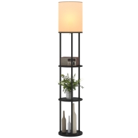 HOMCOM Lampadaire avec Étagères avec 3 Températures de Couleur Télécommande pour Salon Chambre Bureau Noir